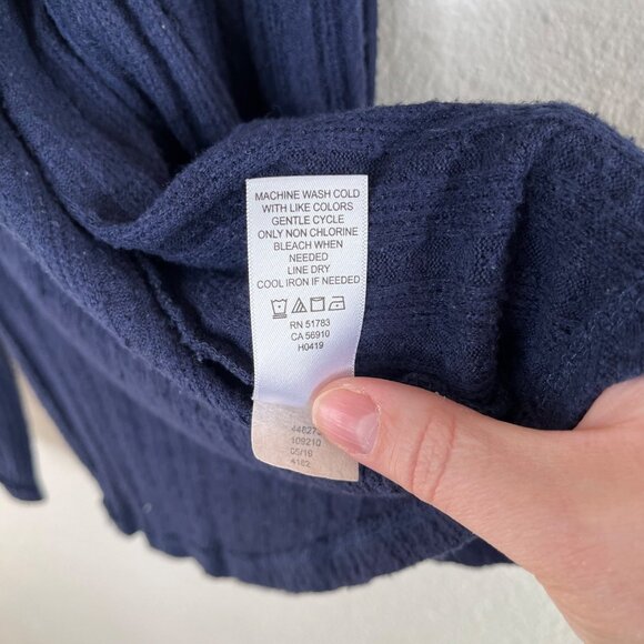 Maurices Open Front Navy Blue Knit Ribbed Cardigan Sweater Medium - Picture 12 of 12